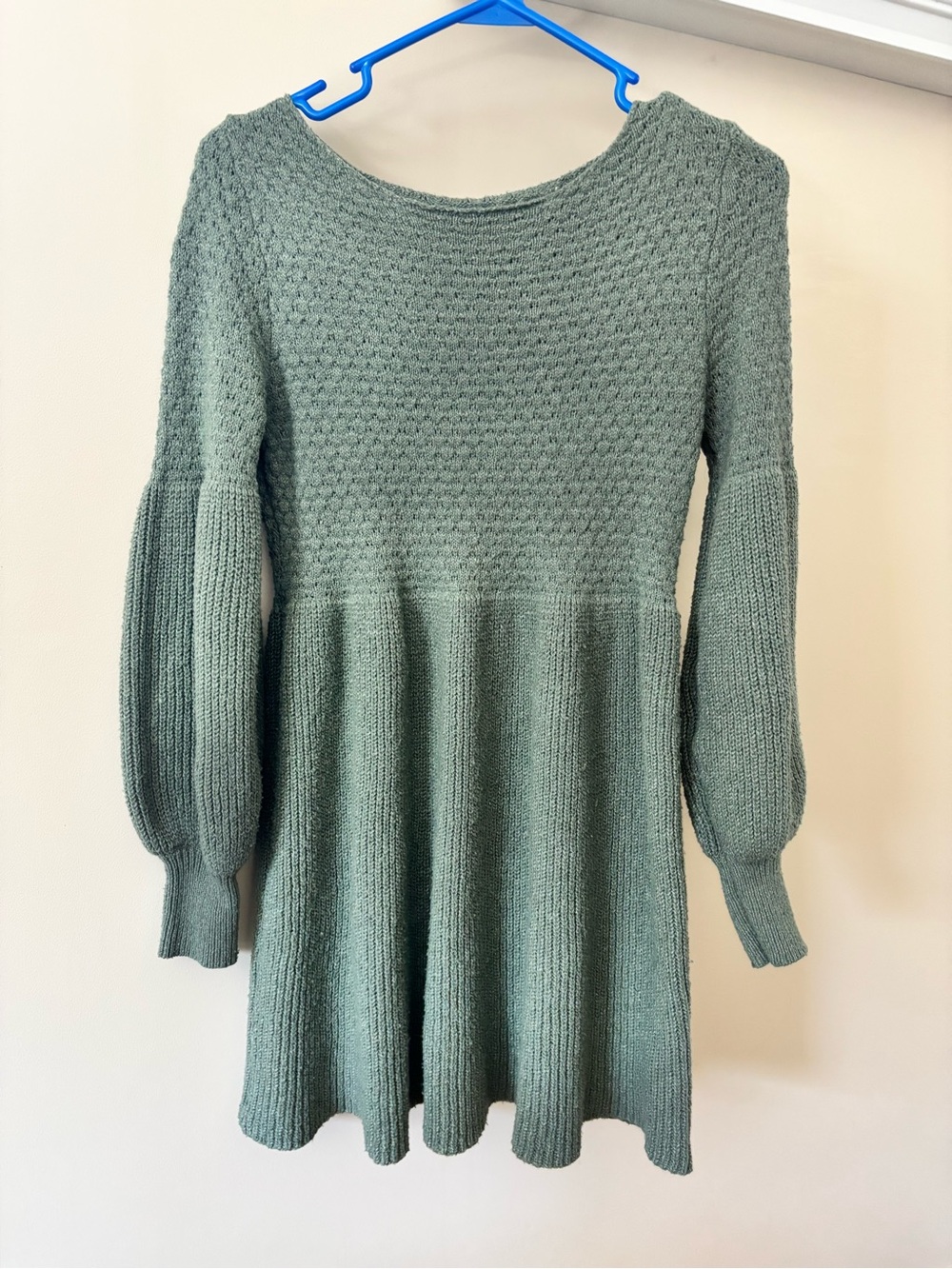 SHEIN Ribbed Knit Babydoll Dress in Sage